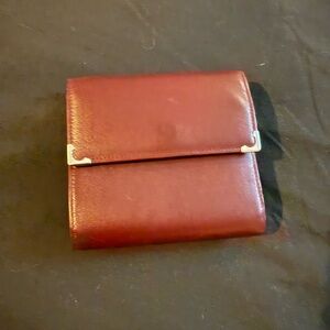 Cartier Burgundy Leather Wallet with Gold-Tone Corners